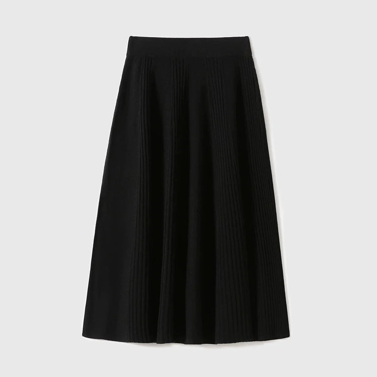 Birdtree,90% Wool 10% Cashmere Knitted Skirt For Women,Mid-Waist Casual Long Skirts,Commuting Style,2026 Spring New D61337JF PlatiNum