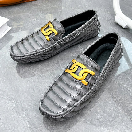 Scarpe Casual da uomo in pelle verniciata di alta qualità scarpe da guida di marca mocassini con motivo a coccodrillo maschile per scarpe basse mocassino da uomo