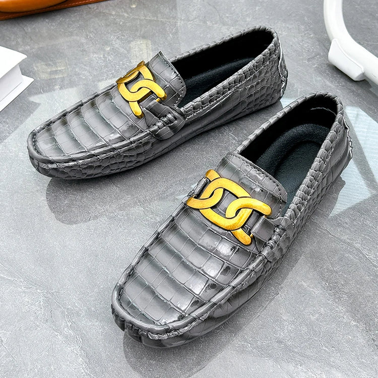 Scarpe Casual da uomo in pelle verniciata di alta qualità scarpe da guida di marca mocassini con motivo a coccodrillo maschile per scarpe basse mocassino da uomo