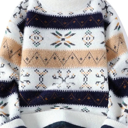 Autumn/winter New Fashion Trend Printed Thickened Warm Knitted Sweater Men's Casual Loose Sports Large Size High Quality Sweater