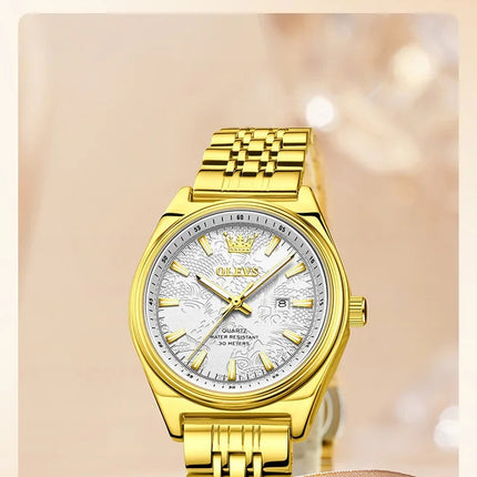 OLEVS 3703 Orologio da donna Orologio al quarzo con calendario di lusso Orologio da polso da donna impermeabile con specchio ad alta durezza 30M platinumshop
