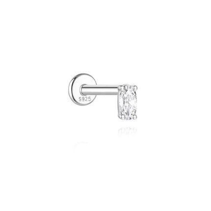 AIDE 1PC Sparkling Moissanite Piercing Stud Earrings 925 Sterling Silver Shining Circle Earring For Women Ear Bone Earring Jewel PlatiNum