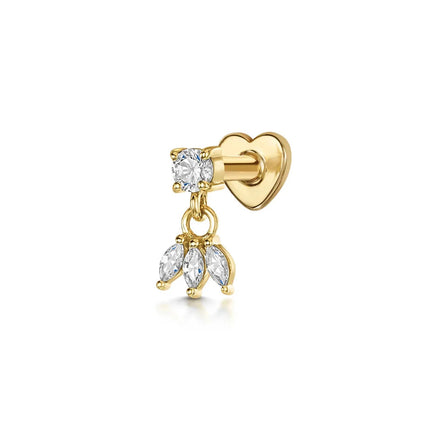 CANNER 1PC 925 Sterling Silver Crown Horse Eye Zircon Heart Flat Head Cartilage Piercing Stud Earring For Women Claasic Earring PlatiNum