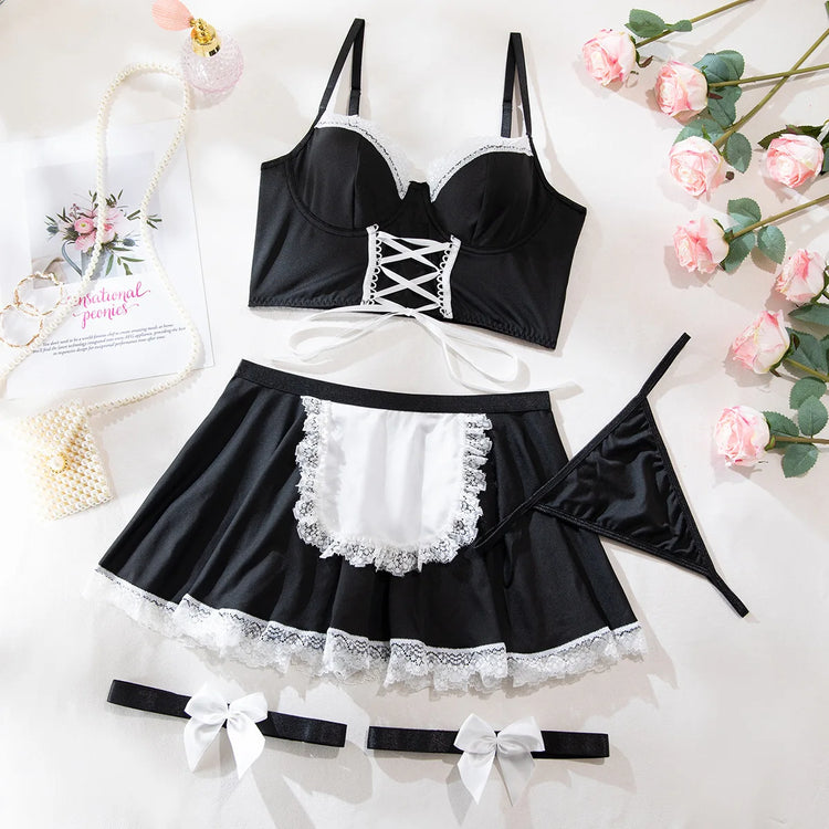 Women Transparent Bra And Panty Garter Underwear Set Hot Erotic Sexy Costumes Underwear Open Bra Thong Sexy Lingerie Sets