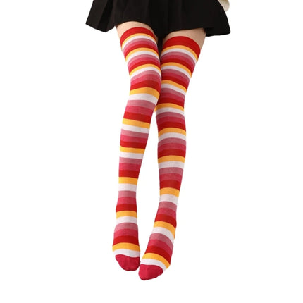 Calze sopra il ginocchio da donna, calze a righe colorate alla moda Cosplay calze alte alla coscia calze lunghe per stivali regali