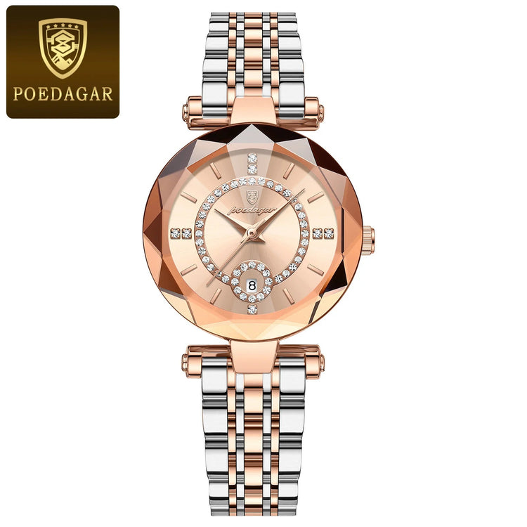 POEDAGAR Orologio da polso originale alla moda per donna Orologio da donna al quarzo con data in acciaio inossidabile impermeabile Orologi da donna casual di lusso platinumshop