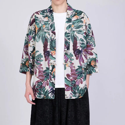 Camicie Uomo Yukata Cosplay Kimono Giapponese Retrò, Camicie Etniche Stampate da Uomo, Camicie in Lino Moda Donna, Blusa Oversize Haori