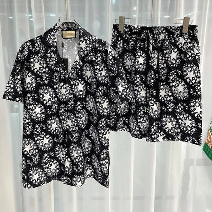 Set di camicie da uomo retrò estive Camicia a maniche corte da spiaggia stampata 3D Pantaloncini da viaggio casual da uomo hawaiano 2 pezzi comoda casual platinumshop
