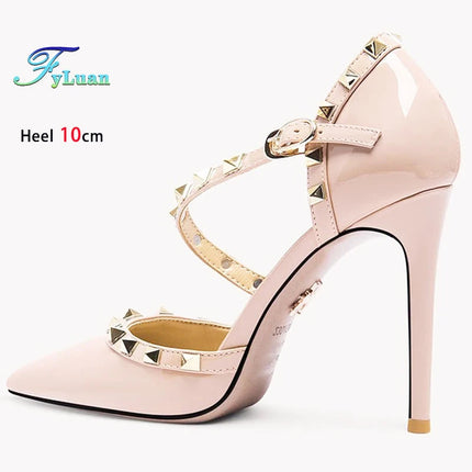 2025 Tacchi alti neri 12cm 10cm 8cm Scarpe da donna Tacchi sottili Décolleté da donna con testa a punta Scarpe da banchetto a spillo poco profonde in microfibra platinumshop