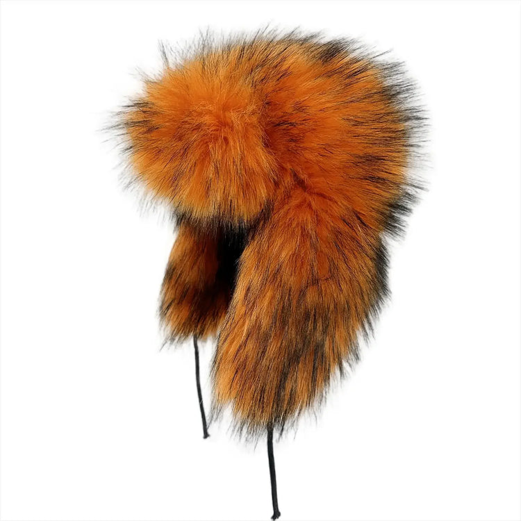 Y2K Fluffy Popular Russian Female Round Earflap Cap Faux Fur Winter Warm Hat For Women Faux Fox Raccoon Fur Beanies Bomber Gorra