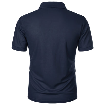Men's Casual Short Sleeve Button-Up Lapel Solid Color T-Shirt