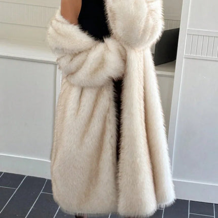 ZADORIN 115cm Long Faux Fox Fur Coat Woman High Street Warm Furry Jacket Faux Fur Coats Woman Winter Clothes White Fur Faux Coat