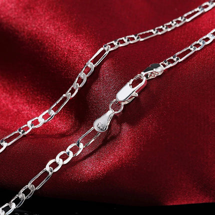 Nobile nuovo arriva 925 sterling silver 4MM catena per uomo donna braccialetto collana set di gioielli signora regali di Natale charms matrimonio platinumshop