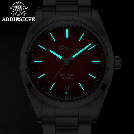 ADDIESDIVE New 2026 Luxury Men's Mechanic Quartz Analog Watch Super Luminous Steel Watch 10Bar Bubble Glass Personalized Watches