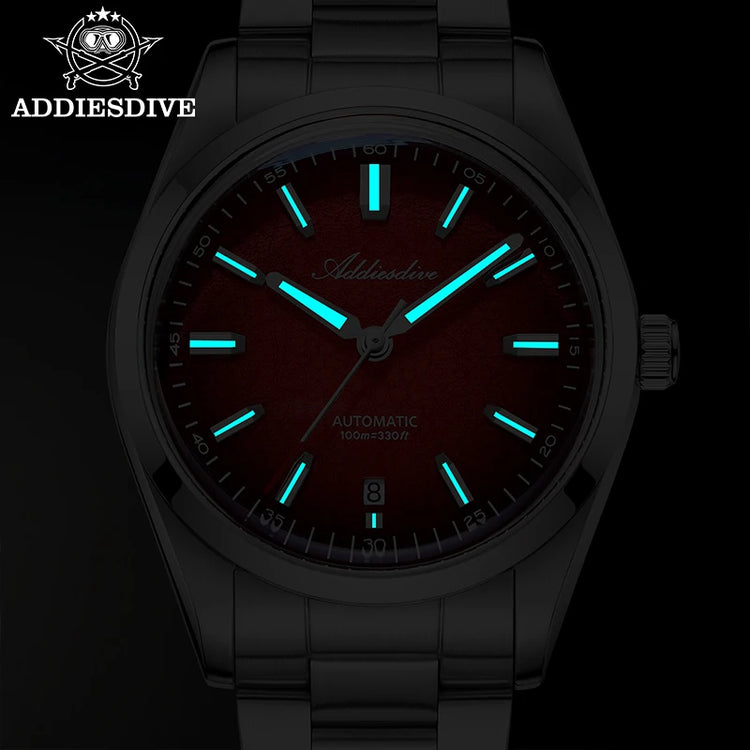 ADDIESDIVE Luxury Men's Automatic Watch BGW9 Super Luminous Bubble Mirror Glass 100m Waterproof Analog Men Steel Watches AD2531