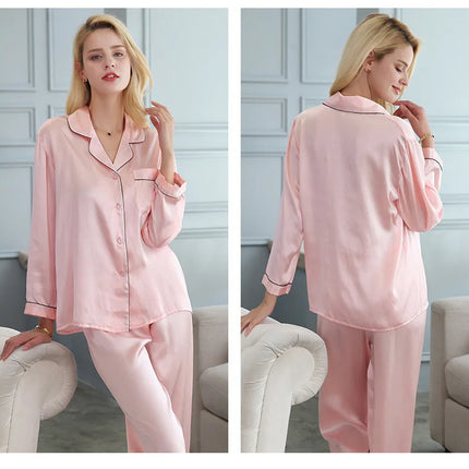 Pigiama di seta di gelso 100% donna estate inverno primavera a maniche lunghe in due pezzi coppia servizio a domicilio pigiama di seta per signora