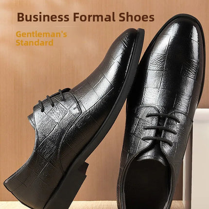 Scarpe Formali da Uomo in Pelle Traspirante con Design Traforato, Casual Estive a Punta Tonda e Tacco Basso, Comode da Indossare