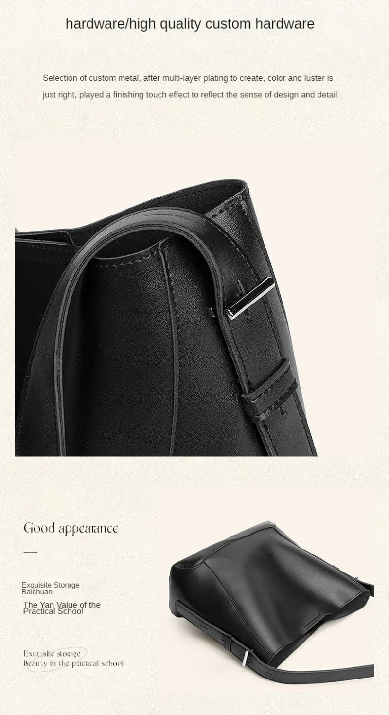 2025 New Fashion Women's Tote Bag High-end Large Capacity Bucket Bag Soft Leather Multifunctional Practical Crossbody Bag Cabas