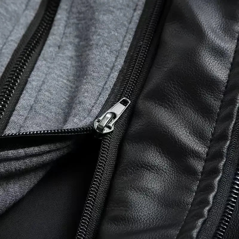 Men's Classic Honda Racing Work Bomber Jacket Zipper Design Leather Jacket Street Motorcycle Riding Windproof Leather Jacket