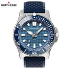 NORTH EDGE NEW Design ABYSS Solar Powered Dive Quartz Wristwatch 200M Waterproof Sports Diving Watch 316L Soft Strap Men Watches