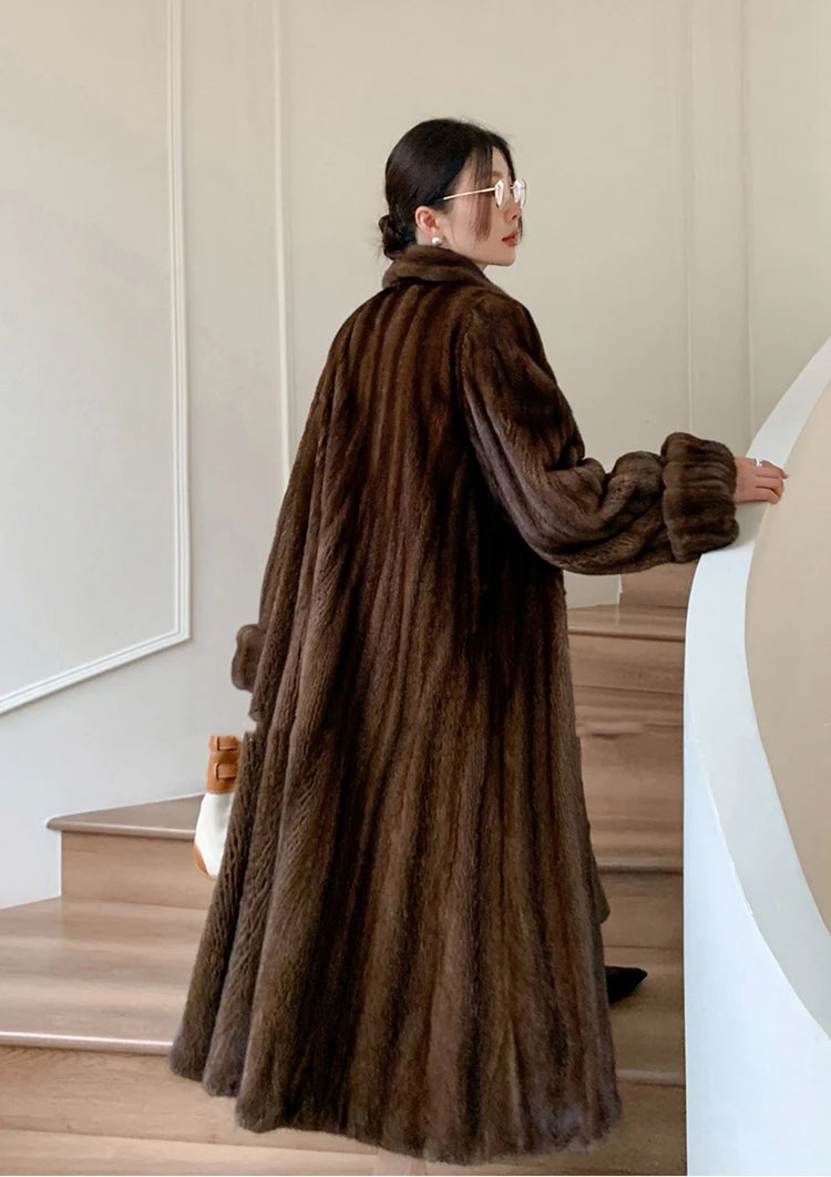 ZADORIN Luxury Designer Clothing Winter Mink Coat Woman Long Brown Faux Fur Coats Woman Chic Fluffy Fur Jacket Loose Outerwears