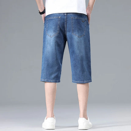 Nuovi Pantaloncini in Denim Sottili da Uomo Estate 2026, Morbidi e Confortevoli, Effetto Seta Ghiaccio, Vestibilità Ampia, Blu Chiaro e Blu Scuro, Taglie Grandi
