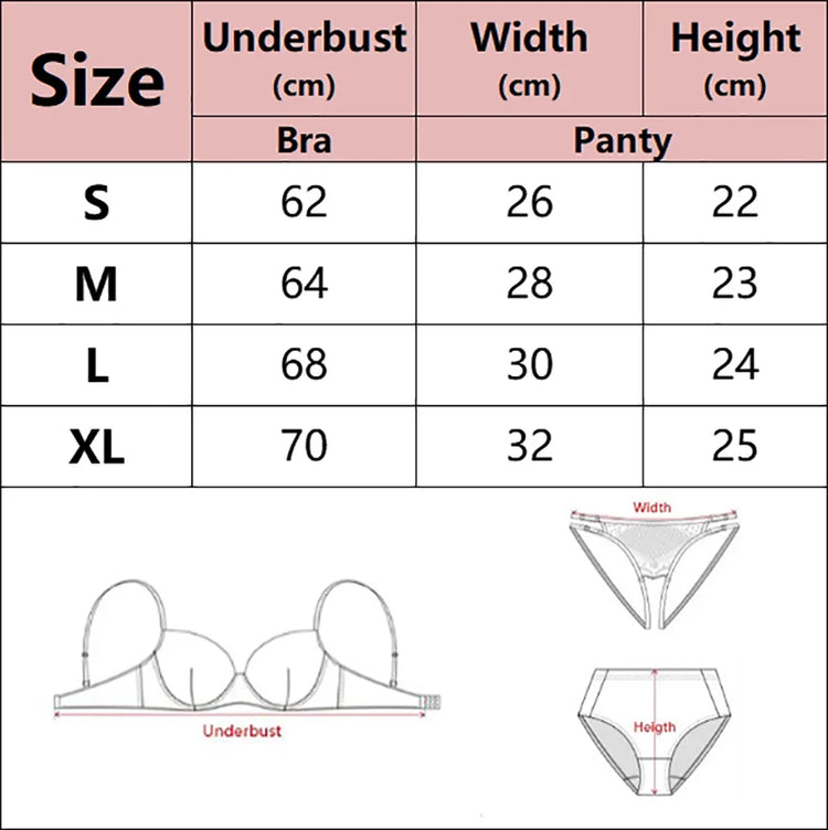 Embroidery Transparent Floral 2 Pieces Exquisite Lace Lingerie Set Push Up Bra Briefs Sets See Through Exotic Lingeries Sets