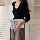 100% 48 count wool U-neck Ultra-fine Merino Wool Shirt for Women's Slim and Thin Bottoming Shirt for Women's Autumn and Winter PlatiNum
