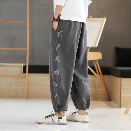 2024 autunno stile cinese pantaloni Casual alla moda moda Versatile High Street Sports Harun Pants Hombre collant larghi a gamba larga