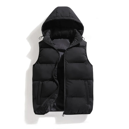 Winter Men Thicken Warm Sleeveless Vests Mens Autumn Detachable Hat Outwear Hooded Waistcoat Vest Jackets Mens Casual Vests Male