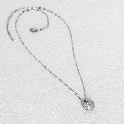 con ciondolo a forma di cuore con zirconi, temperamento femminile, collana in acciaio inossidabile placcato oro, regali di gioielli per feste di nozze
