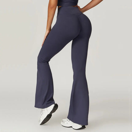 Flare Leggings Yoga Pants Women Bell-bottoms Yoga Tights High Waist Fitness Pants Stretch Gym Workout Sports Push Up Leggings PlatiNum