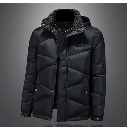 2025 Autumn And Winter Men's 90% White Duck Down Black Hooded Down Jacket Kurtka Zimowa Duck Down Jacket Mens Clothing