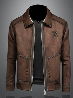 Minglu Faux Leather Autumn Winter Men's Jackets Luxury Solid Color Turn Down Collar Zipper Casual Male Coats Man Outerwear 4XL