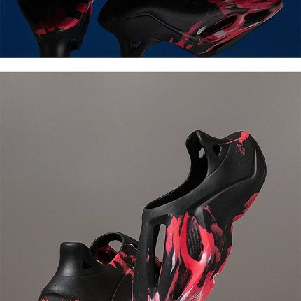Pantoufles compensées camouflage unisexe Matériau souple EVA Technologie de moulage par injection Chaussures de plage décontractées pour hommes et femmes