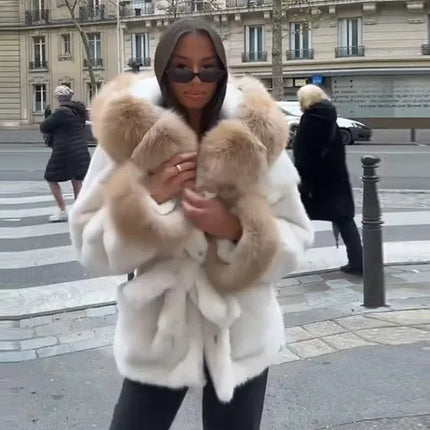 Hoody Faux Fur Furry Coats Women Fashion Belt Long Sleeve Pocket Thicken Warm Jacket 2026 Autumn Winter Urban Lady Streetwears