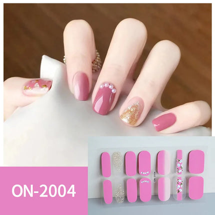 14Tips 3D Flowers Gradient Color Adhesive UV Gel Nail Stickers Fashionable Marble Pattern Nail Wraps DIY Manicure Arts Decals
