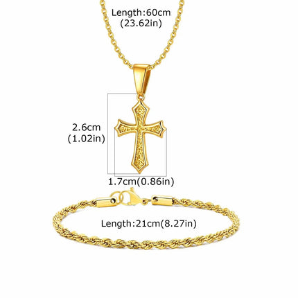 Vnox Set di 2 Pezzi Collana con Ciondolo e Bracciale da Uomo, Set di Gioielli in Acciaio Inossidabile Colore Nero Oro Argento, Regali di Gioielleria alla Moda platinumshop