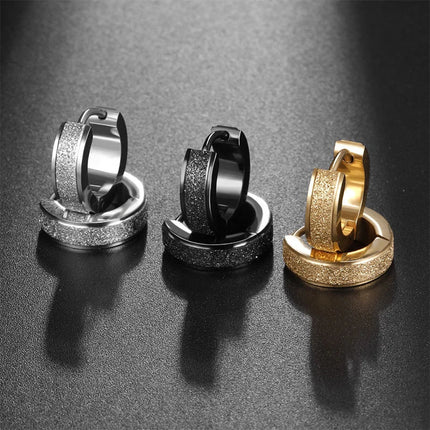 Orecchini a cerchio in acciaio inossidabile con glassa larga 2 pezzi orecchini rotondi neri per donna uomo Punk Vintage Circle Earring Jewelry Statement platinumshop