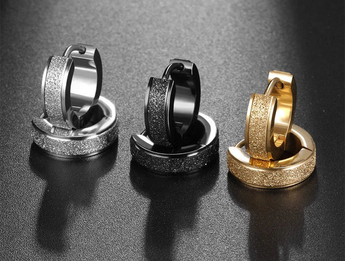 Orecchini a cerchio in acciaio inossidabile con glassa larga 2 pezzi orecchini rotondi neri per donna uomo Punk Vintage Circle Earring Jewelry Statement platinumshop