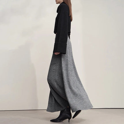 AMII Knitted Skirts For Women 2025 Autumn New Gentle A-line Long Skirt Loose Solid Color Elegant Versatile Woman Clothes12553045 PlatiNum