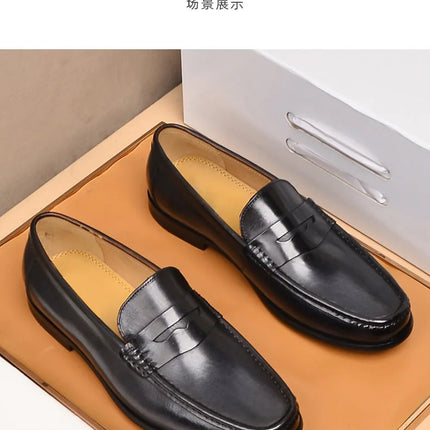Mocassini da uomo di lusso in vera pelle slip on scarpe eleganti da lavoro casual nere scarpe da ufficio per feste di matrimonio da uomo