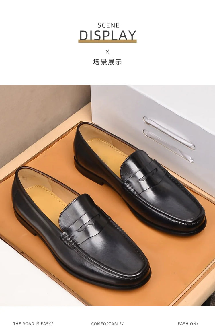 Mocassini da uomo di lusso in vera pelle slip on scarpe eleganti da lavoro casual nere scarpe da ufficio per feste di matrimonio da uomo