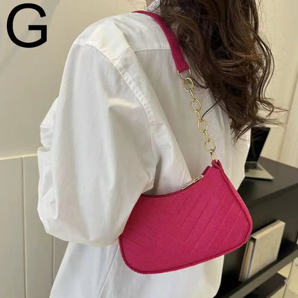 Mini Women Shoulder Bags Fashion Felt Women's Bag Design Advanced Underarm Handbags Mini Saddle Bag PlatiNum