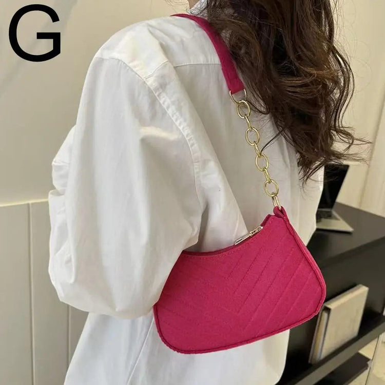 Mini Women Shoulder Bags Fashion Felt Women's Bag Design Advanced Underarm Handbags Mini Saddle Bag PlatiNum