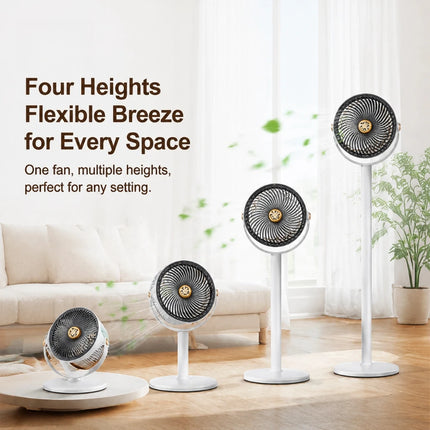 Ventilatore da Terra 4 in 1 con Diffusore di Aromi, 4 Altezze e 5 Velocità Regolabili, Ventilatore Portatile per Casa, Dormitorio e Camera da Letto
