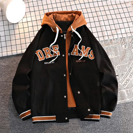 Men's Autumn New Trendy Brand All-match Student Hooded Jacket Plus Size Coats Women High Quality Varsity Baseball Uniform Jacket