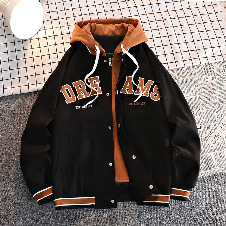 Men's Autumn New Trendy Brand All-match Student Hooded Jacket Plus Size Coats Women High Quality Varsity Baseball Uniform Jacket