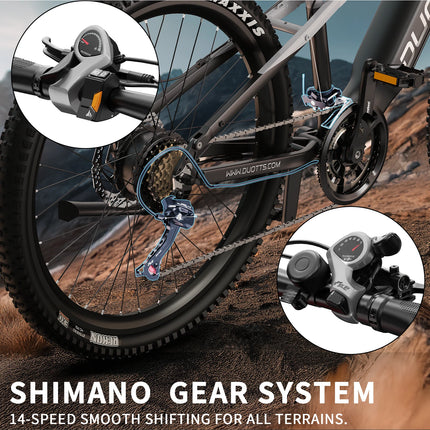 DUOTTS E29 E-bike con Motore 250W, Batteria al Litio 48V 13.5Ah, Bicicletta Elettrica con Pneumatici Fat da 27.5 Pollici, Velocità Fuoristrada 25 km/h