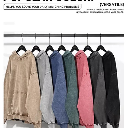 Washed Retro Hoodies 5 Colors 100%Cotton Hoody Customized Personalized Pattern Customization Pullover Team Logo Company Logo